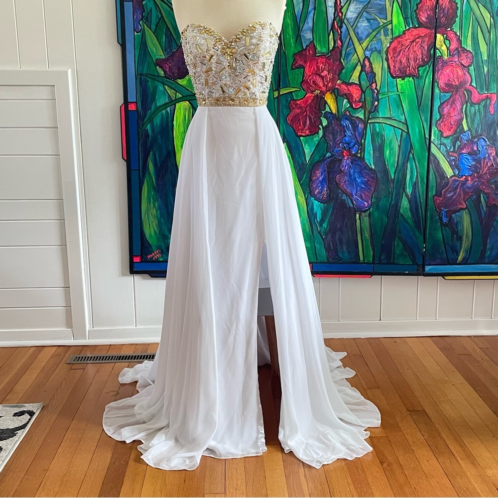 Strapless Wedding Dress Evening Formal Gown Holiday Party Prom Bridal Bride - Picture 13 of 13